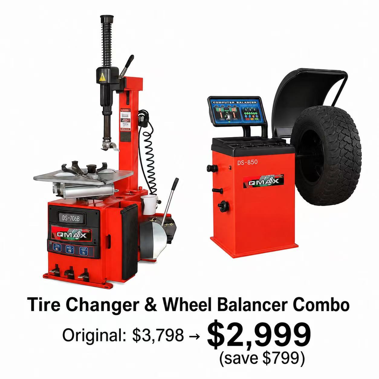 Tire Changer & Wheel Balancer Combo – DS706B + DS-850  Combo démonte-pneus et équilibreuse – DS706B + DS-60A