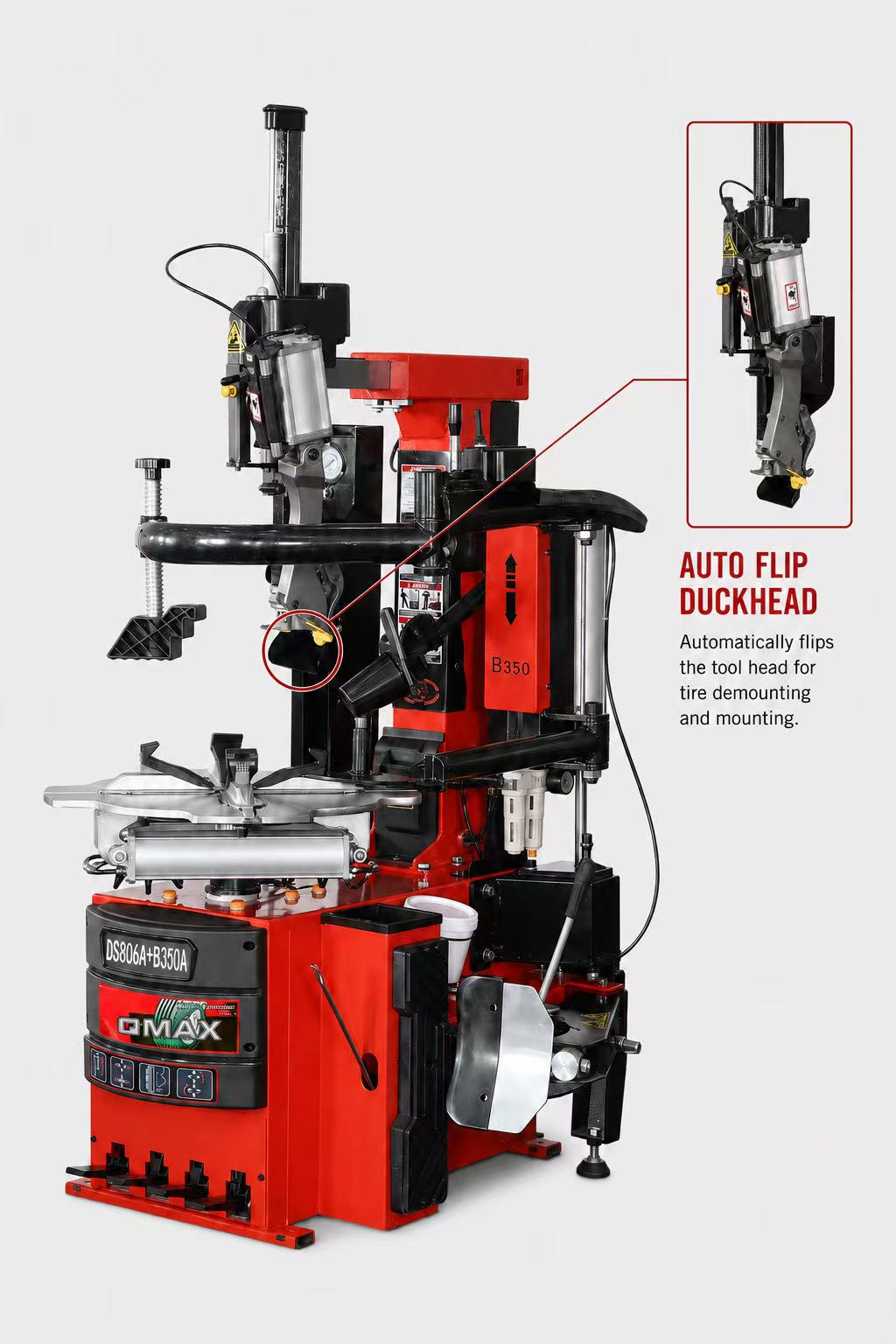 DS-806A Tire Changer with B350A Mechanical Helper Arm | 10"–24" Rim Capacity / Démonte-pneus DS-806A avec bras d’assistance mécanique B350A | capacité de jantes 10 à 24 po